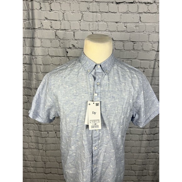 NEW Denim & Flower Mens SZ L Short Sleeve Button Down Shirt Palm Tree Print - Picture 5 of 9